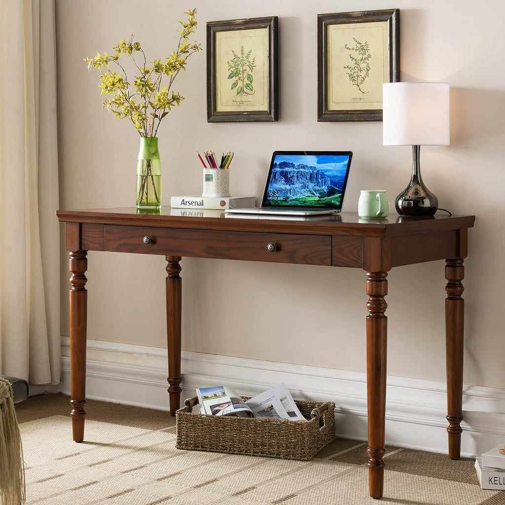 Leick Home Mission Office Desk, Solid Wood, with Drop Front Keyboard Drawer, Mission Oak, 82410