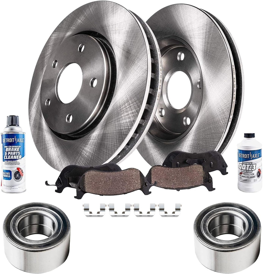 Detroit Axle - Front Brake Kit for 2016-2017 Hyundai Veloster, 2017-2018 Kia Forte5, 11.81'' inch Disc Brake Rotors Ceramic Brake Pads w/Hardware Wheel Bearings Replacement