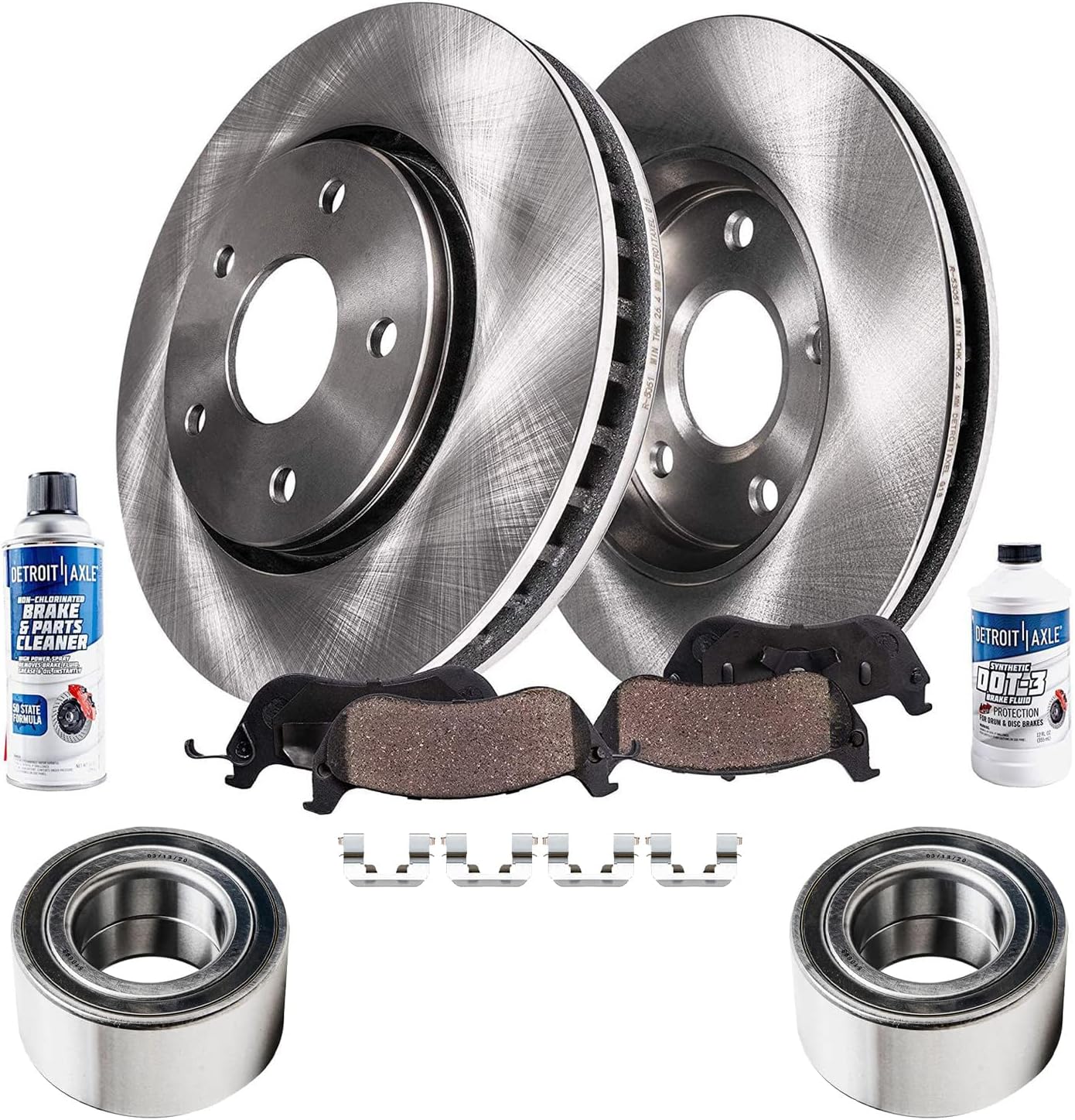 Detroit Axle - Front Brake Kit for 2016-2017 Hyundai Veloster, 2017-2018 Kia Forte5, 11.81'' inch Disc Brake Rotors Ceramic Brake Pads w/Hardware Wheel Bearings Replacement