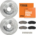 Max Advanced Brakes Front Brake Kit Compatible With 2002-2014 2015 2016 Subaru Impreza Legacy L w/10.91' Front Rotor Replacement Cross Drilled Disc Brake Rotors and Ceramic Brake Pads