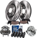 Detroit Axle - Front Disc Rotors Brake Pads Wheel Hubs Bearings w/20pc Wheel Lug Nuts Replacement for Ford Fusion Lincoln MKZ - 26pc Set