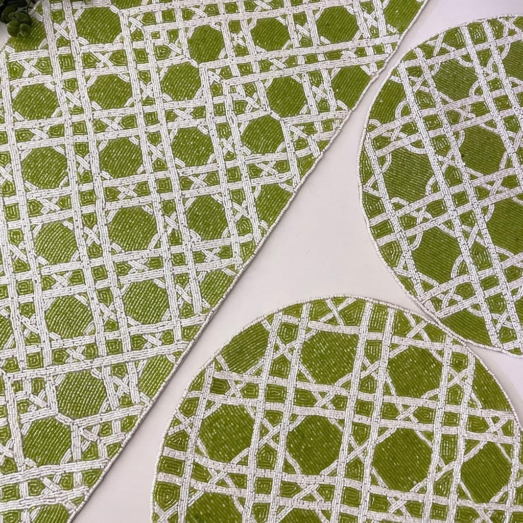 Enliven Set of 6 Handmade Green Placemats 14 Inch | Lightweight Decorative Dining Table Mats for Wedding, Party & Everyday Use | Easy to Clean Elegant Placemats