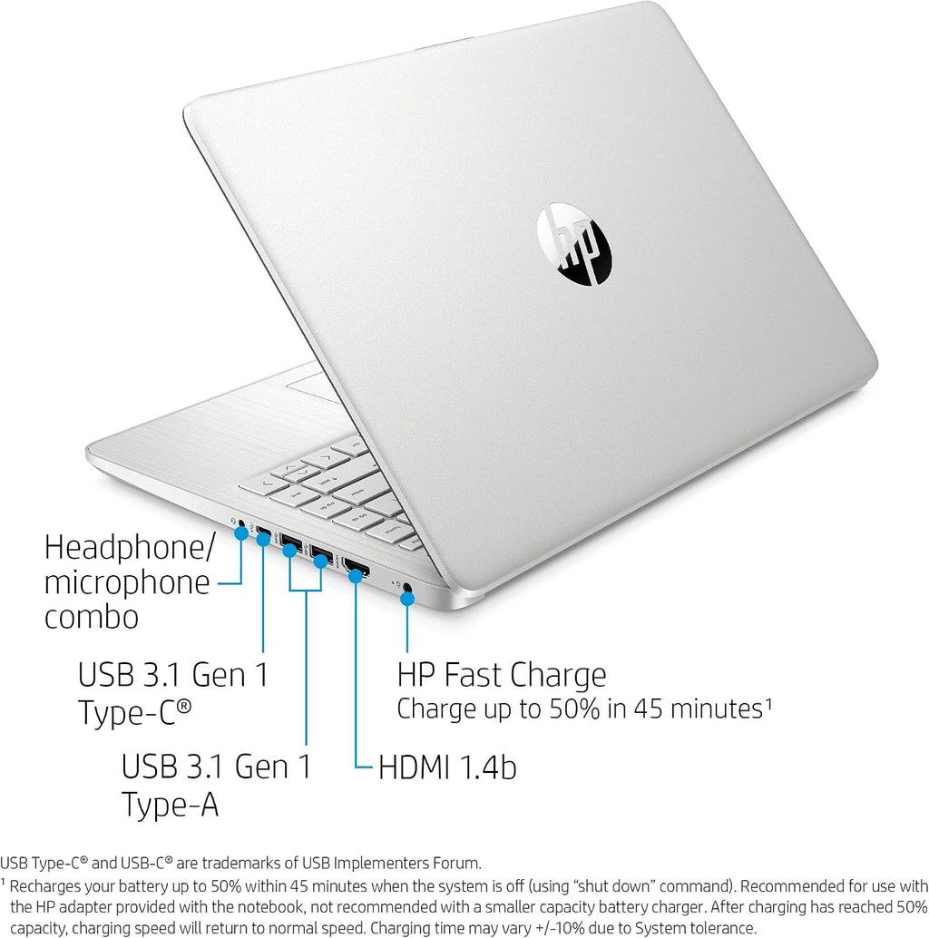 HP 14' HD Laptop, Intel Core i5-1035G1, Intel UHD Graphics, 8GB SDRAM, 256GB SSD, Natural Silver, Windows 10
