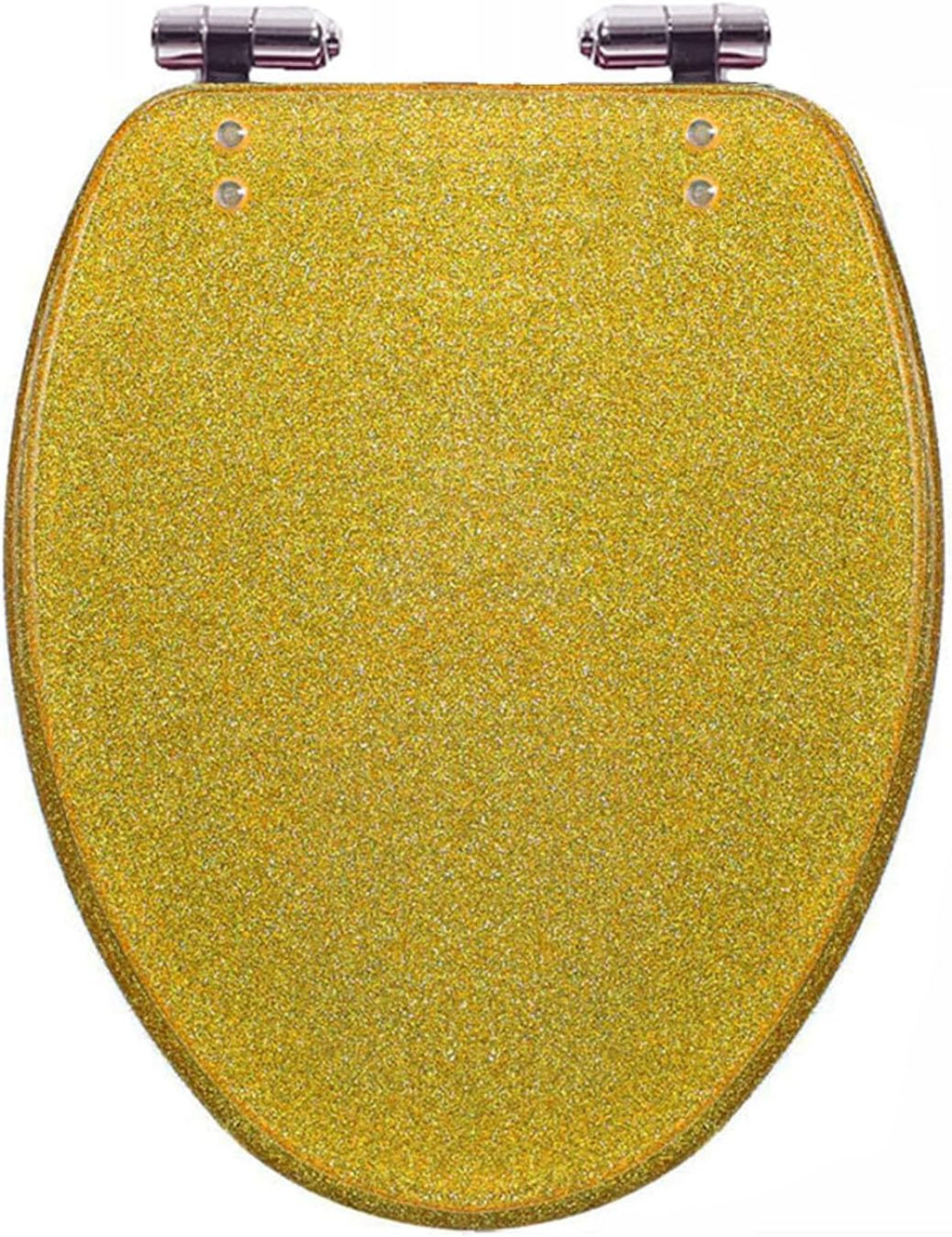 Glitter Toilet Seat Soft Close Elongated Toilet Seat 36.5 * 44Cm Resin Toilet Seat with Adjustable Hinges, Easy to Install Also Easy to Clean,Gold(Gold)