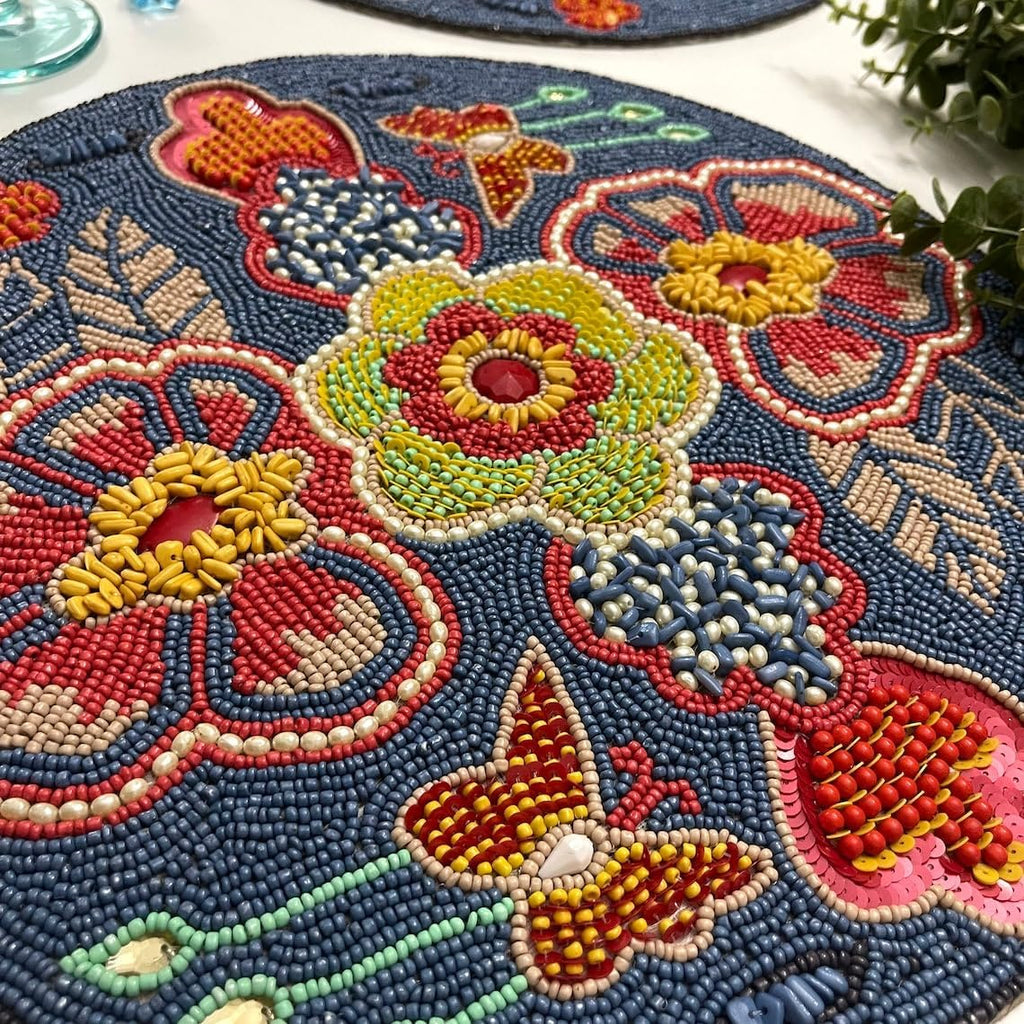 Enliven Set of 6 Handmade Placemats 14 Inch | Lightweight Decorative Dining Table Mats for Wedding, Party & Everyday Use | Easy to Clean Multicolor Placemats