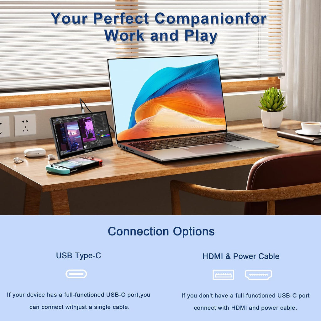 wisecoco 7 inch Portable Monitor Touchscreen IPS 1080P 1920x1080 120Hz Mini LCD Display Second Screen USB C HDMI Ultra Thin for Raspberry Pi 5/4 Switch PS5 Xbox Laptop PC