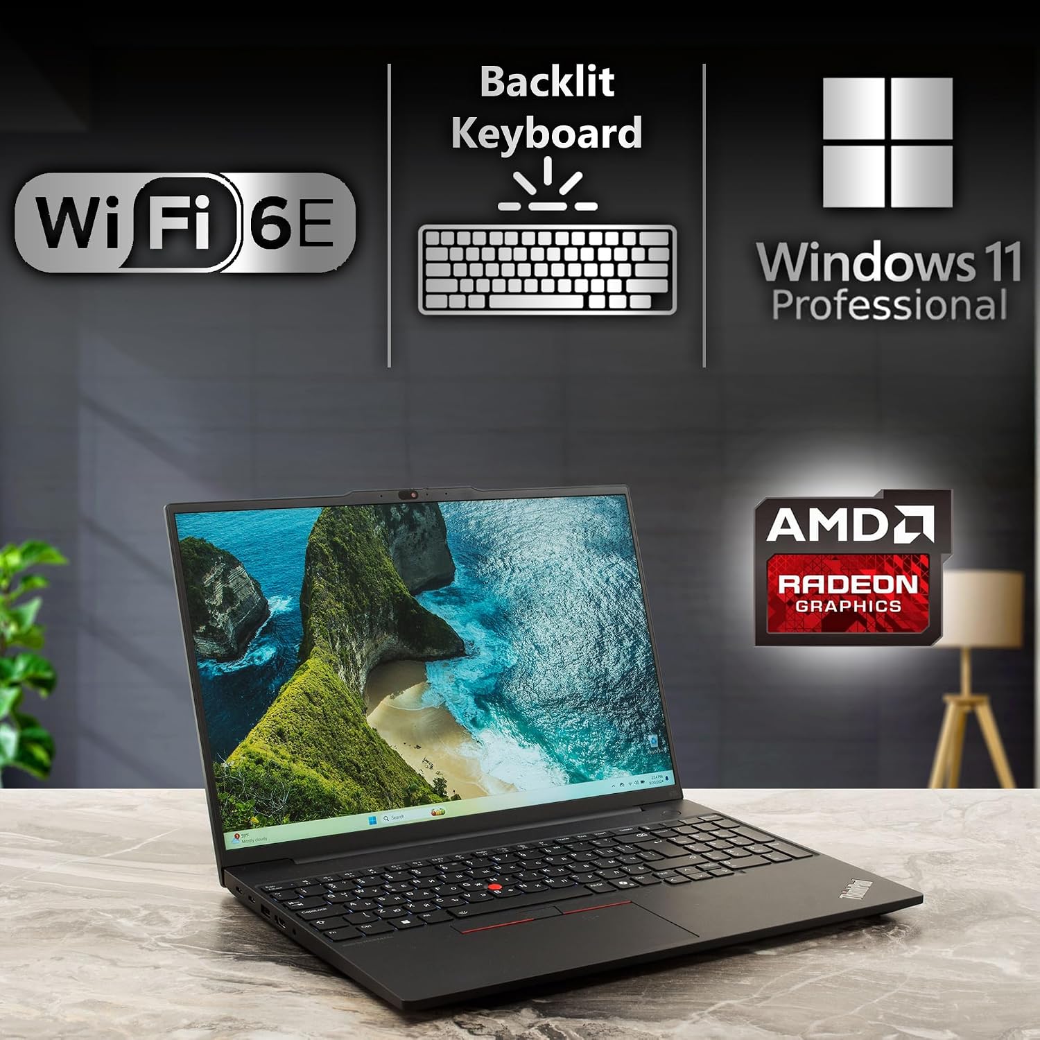 Lenovo ThinkPad E16 Gen 2, 16' Touchscreen IPS Display, AMD Ryzen 7 7735U (Beat Ultra 7 268V), 32GB DDR5, 1TB PCIe SSD, FP, Backlit KB, WiFi 6E + BT, RJ-45, FHD Webcam, W11P, Business Laptop