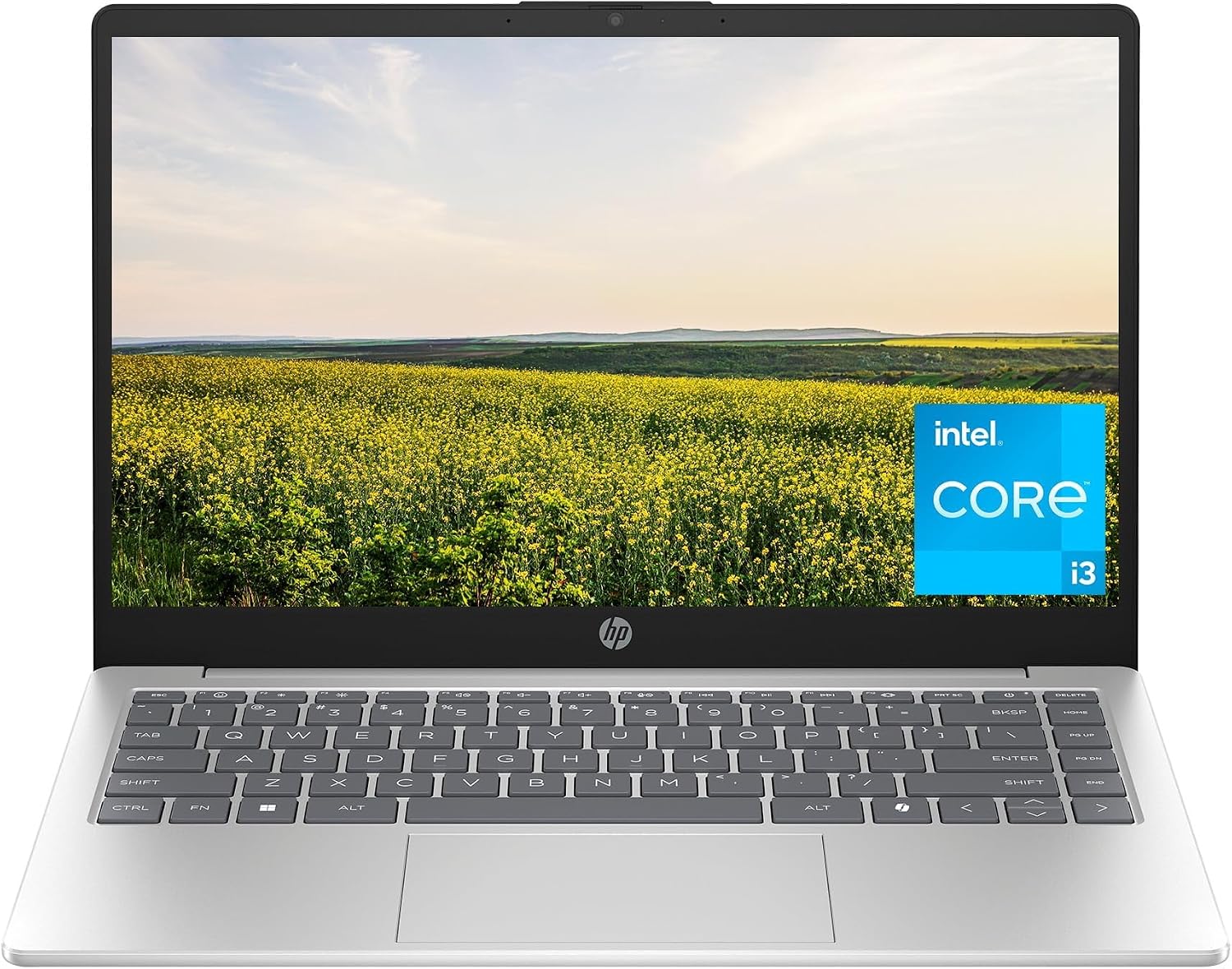 HP 14 inch Laptop HD Display| Intel Core i3-N305 Processor| Intel UHD Graphics| Webcam|Copilot|Silver| 8GB RAM | 256GB SSD | Windows 11 S | Bundle with Laptop Stand