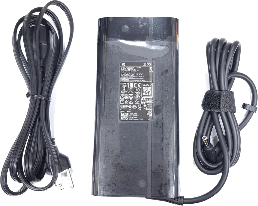 HP 230W 19.5V 11.8A 4.5mm Grey Tip AC Adapter for HPOmen 15 16, HPOMEN Transcend, Victus 16 by Gaming Laptop ZBook Fury 16 G8 G9 G10, M85389-001, TPN-LA10, M41303-001, PA1231-08HP.