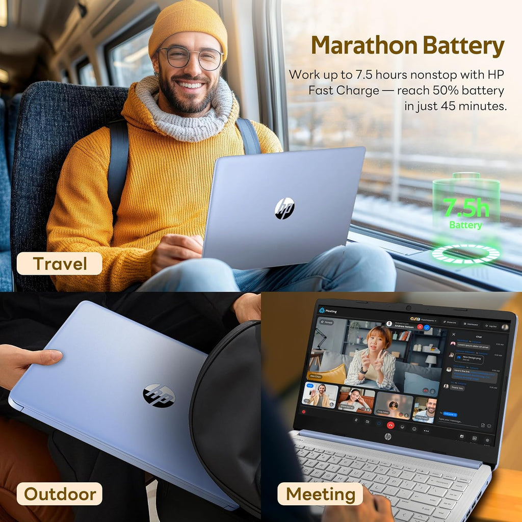 HP Flagship 14' Laptop with AI Copilot for Student, 13th Gen Intel 4-Core, 4GB DDR4, 256GB Storage(128GB UFS+128GB Docking Station), Intel Graphics, Webcam, 1 Year Office 365, WiFi 6, Win 11 S, Blue