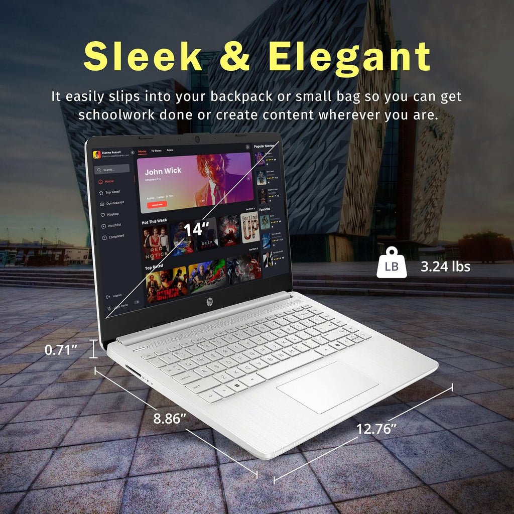 HP Stream 14' Laptop for Students & Business, Intel Processor N150, 16GB RAM, 1.12TB Storage (128GB UFS+1TB Docking Station Set), Wi-Fi 6, 1 Year Office 365, Copilot AI, Fast Charge, Win 11s, Silver