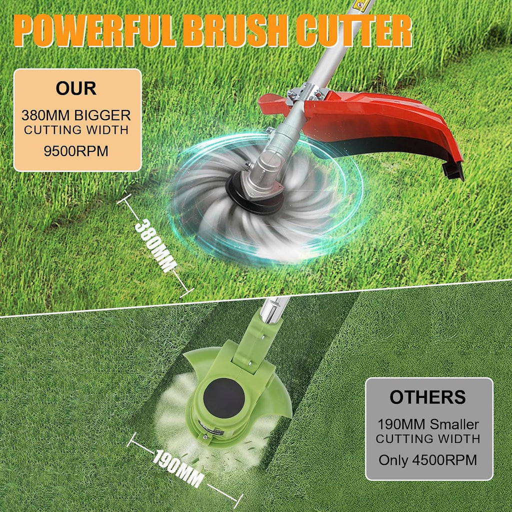 5 in 1 Gas Weed Wacker, 52CC 2 Stroke Gas Multi Functional Trimming Tools, 2025 Upgraded Weed Eater Gas Powered, 9500rpm High Power Gas String Trimmer, Brush Cutter for Home, Yard, Garden Red