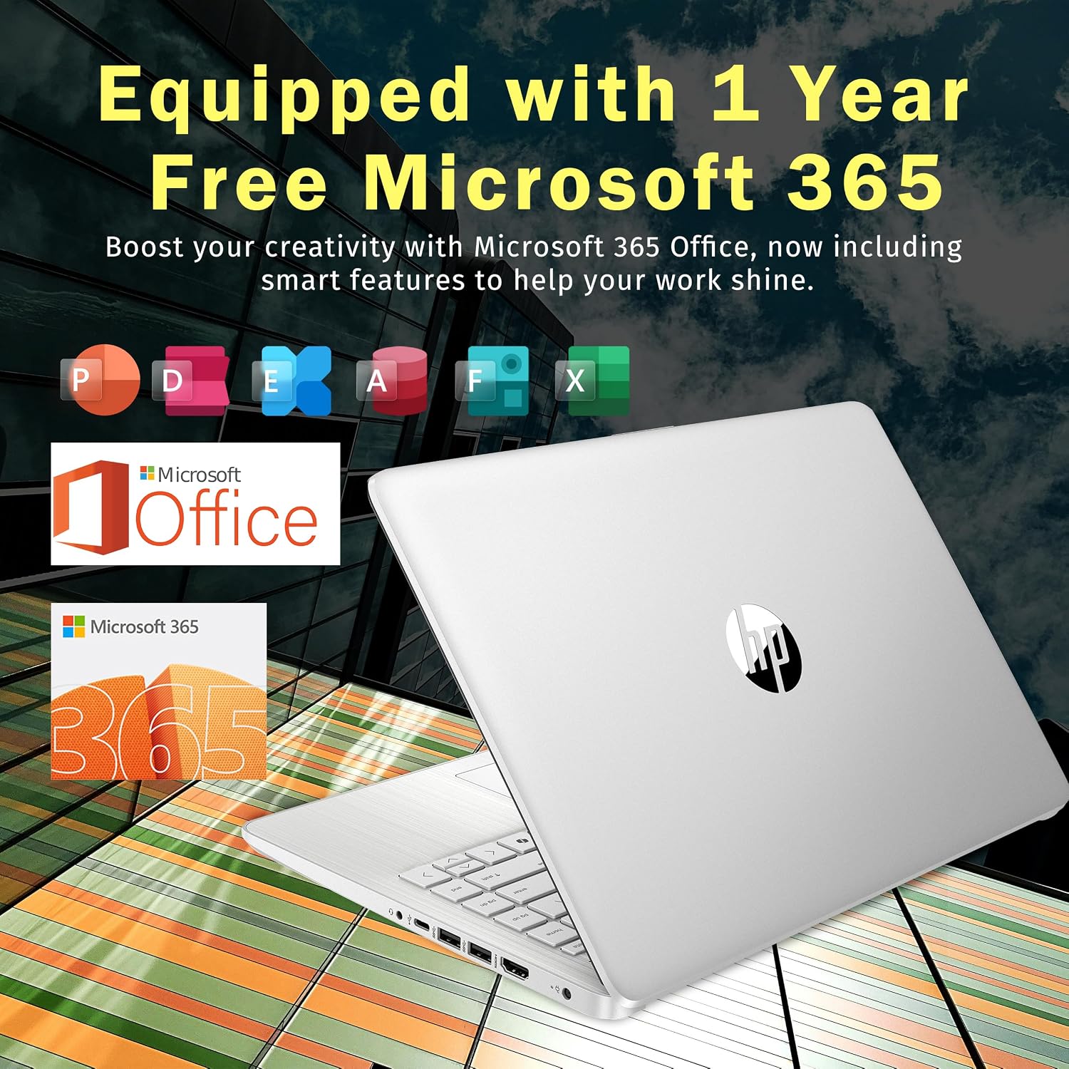 HP Stream 14' Laptop for Students & Business, Intel Processor N150, 16GB RAM, 1.12TB Storage (128GB UFS+1TB Docking Station Set), Wi-Fi 6, 1 Year Office 365, Copilot AI, Fast Charge, Win 11s, Silver