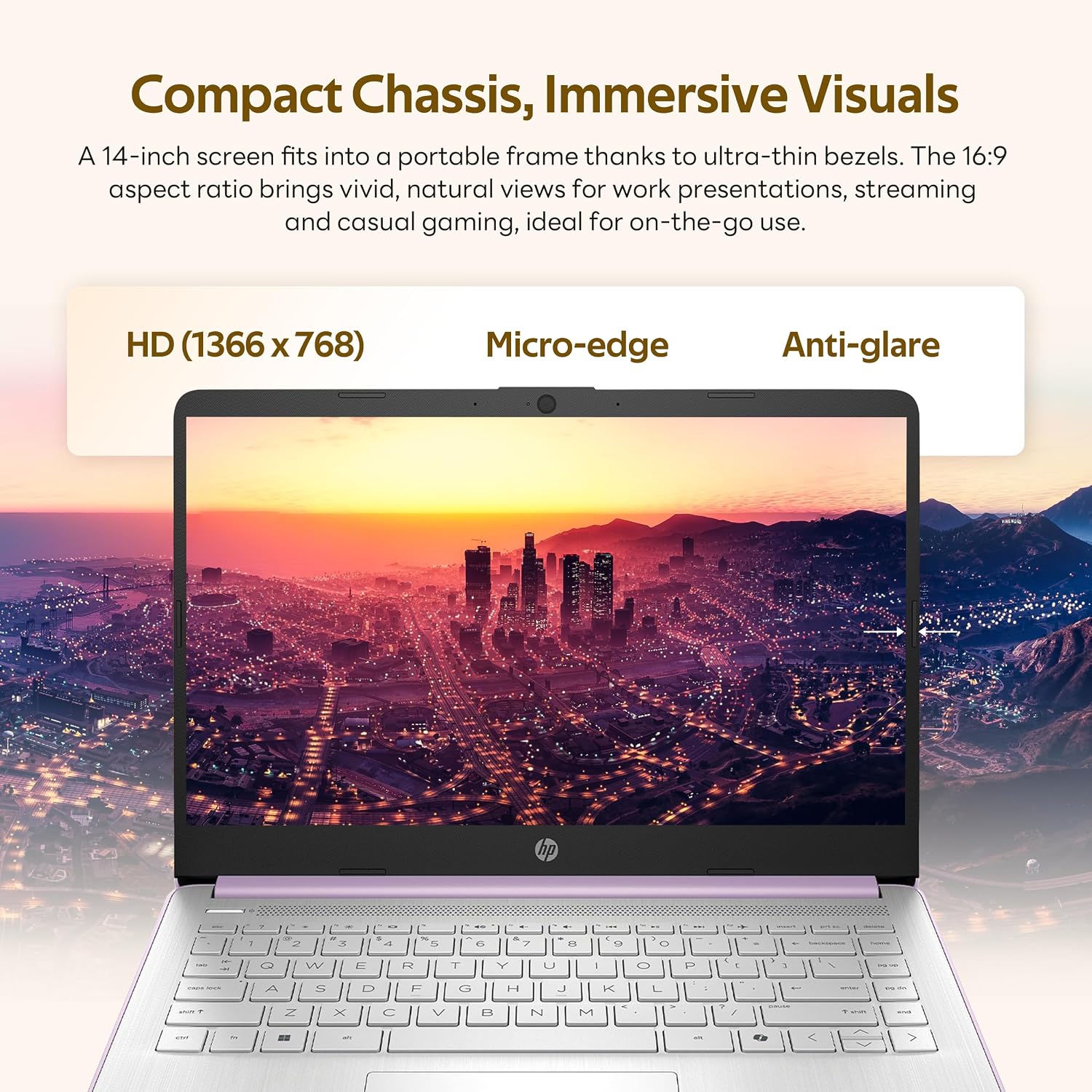 HP Flagship 14' HD Student&Business Laptop with AI Copilot, 13th Gen Intel 4-Core, 16GB RAM, 256GB Storage (128GB UFS + 128GB Docking Station), 1 Year Office 365, 720p Webcam, Win 11, Lavender Purple