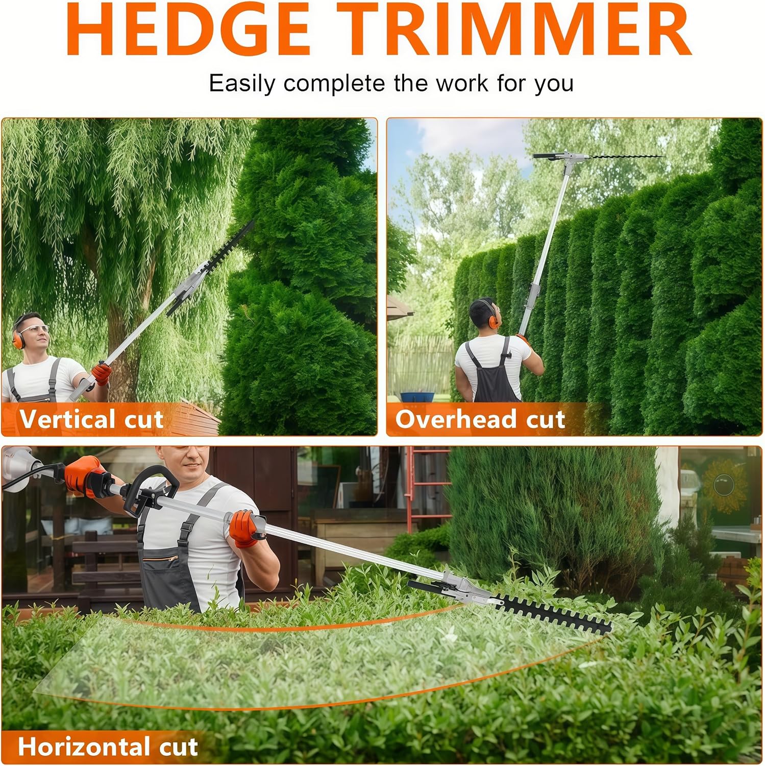 5 in 1 Gas Weed Eater - 52CC 2-Stroke Gas Weed Wacker Combo - Commercial Grade Hedge Trimming, String Trimmer, Brush Cutter, Edger, Pole Saw Pruner with Extension Pole with EPA Certification