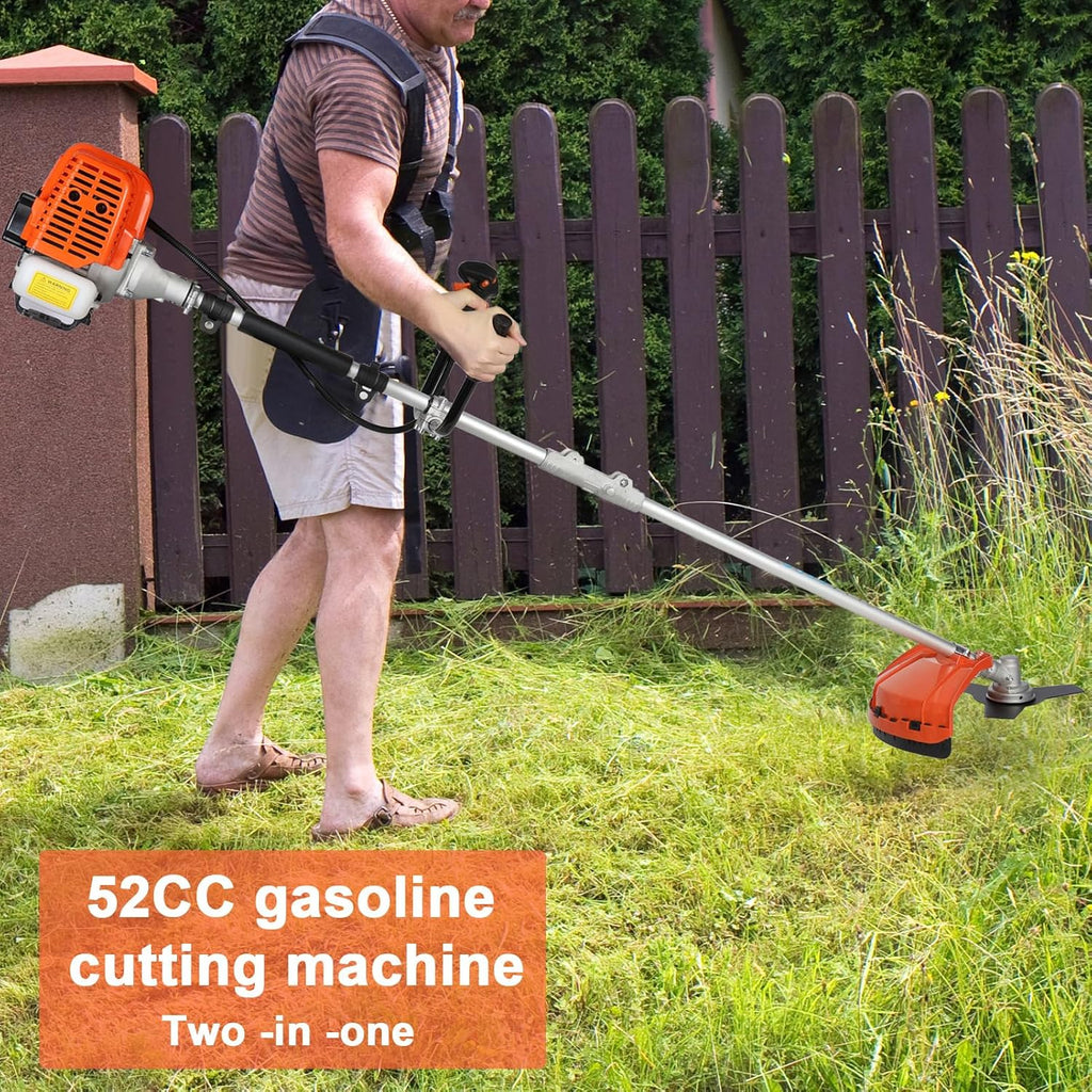 52cc 2-Cycle Gas Weed Wacker, 2 in 1 Gas String Trimmer,2024 Upgraded Weed Eater Gas Powered, 2.2KW/8500rpm Strong Power Brush Cutter, Gas String Trimmer for House Yard and Garden US Warehouse
