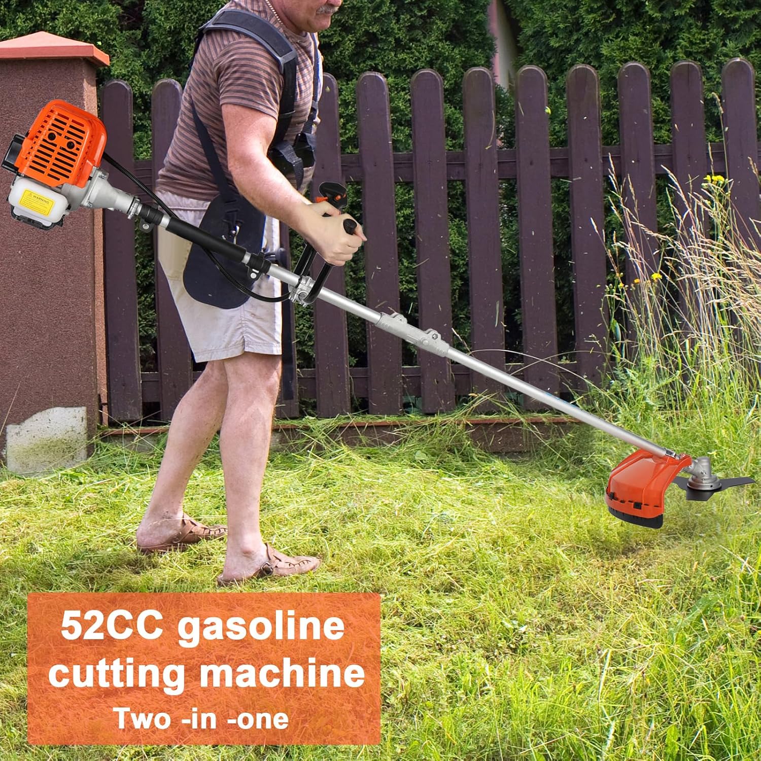 52cc 2-Cycle Gas Weed Wacker, 2 in 1 Gas String Trimmer,2024 Upgraded Weed Eater Gas Powered, 2.2KW/8500rpm Strong Power Brush Cutter, Gas String Trimmer for House Yard and Garden US Warehouse