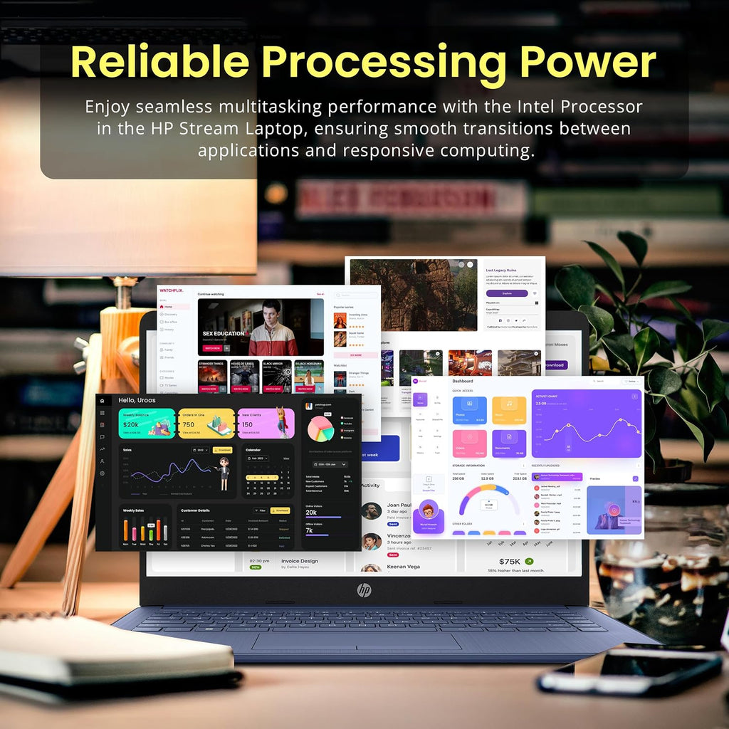 HP Stream 14' HD Lightweight Laptop, Intel Celeron N4120, 16GB RAM, 1.22TB Storage(64GB eMMC+160GB Docking Station Set+1TB Cloud Storage), Intel UHD Graphics, 1 Year Office 365, WiFi, Win 11s, Blue