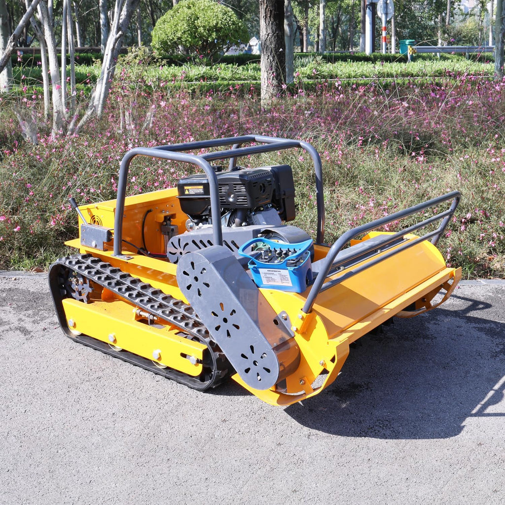 Remote Control Flail Mower with 459cc High-Power Engine | 39.4' Hybrid Commercial Crawler | Conquers 55° Slopes & Rugged Terrain | Gas-Electric Lawn Mower for Steep Hills & Tough Landscapes