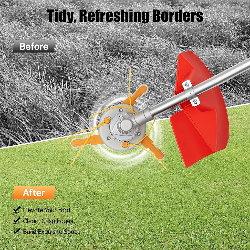 Gas Weed Wacker, 35.88CC 750W 4-Stroke Gasoline Weed Eater 8500RPM High Speed Lawn Mower with 2 Blade Heads, Portable Single-Cylinder Brush Cutter Grass Trimmer Tool for Home Garden Lawn Mowing