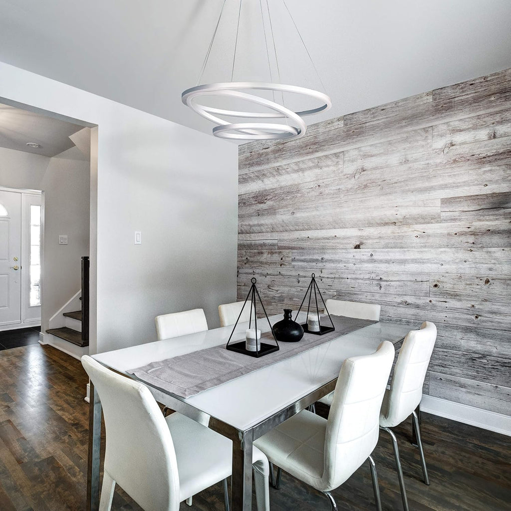 VONN VMC32500AL Tania Trio 32', Adjustable Hanging, Modern Circular Chandelier Lighting in Silver Integrated LED, 31.50' L x 31.50' W x 120' (16.5') H,