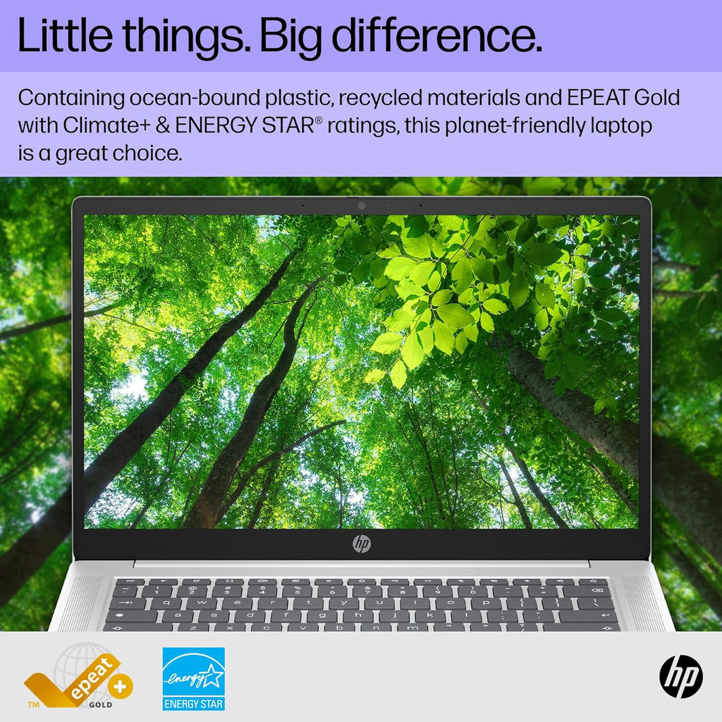 HP Chromebook 14 inch Laptop, FHD Display, Intel N100, 4 GB RAM, 64 GB eMMC, Intel UHD Graphics, Chrome OS 14a-nf0009nr (2024)