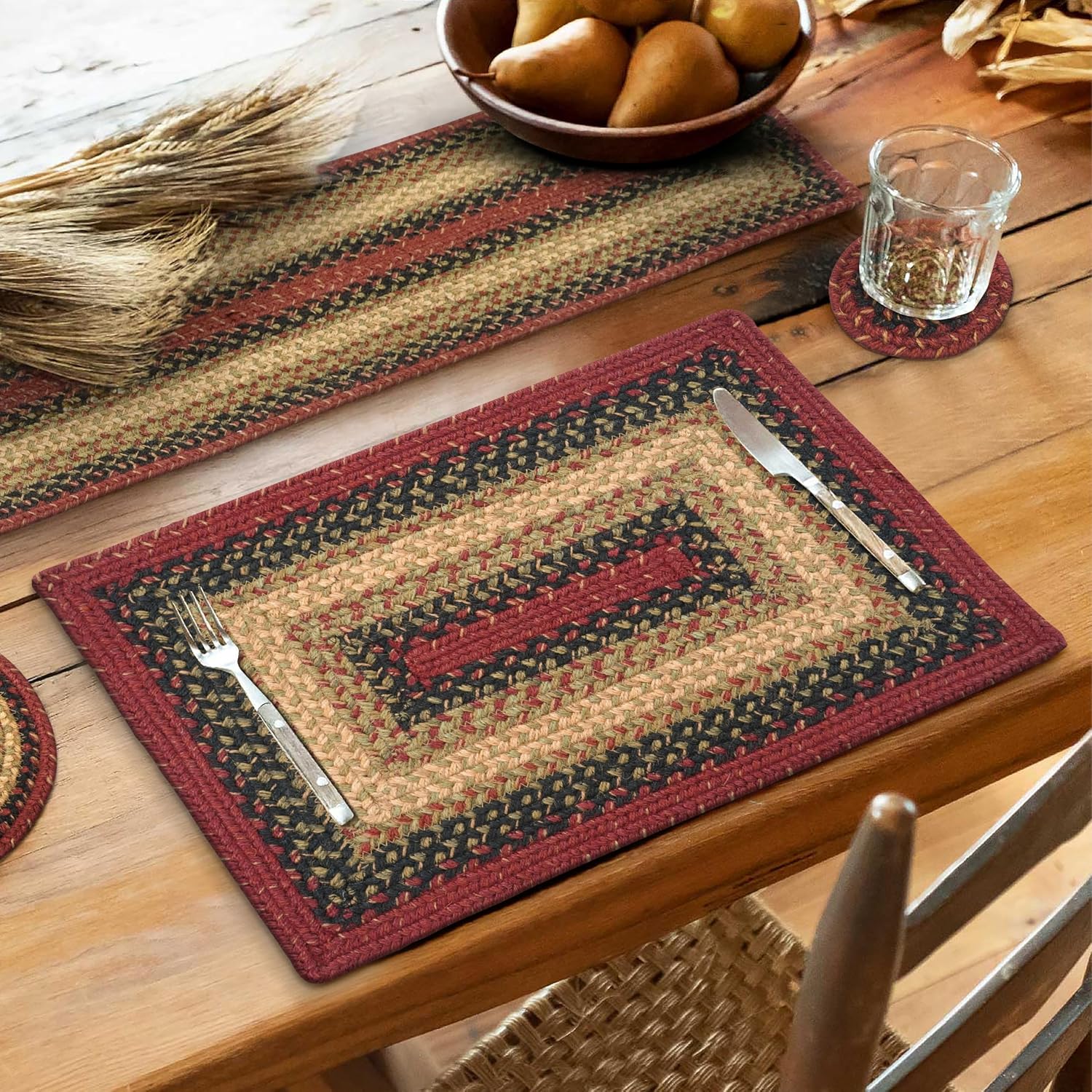 Homespice Highland Dining Placemats, Warm Cabin and Country Decor, Set of 6, Multicolor - 13x19 Rectangle Table Mats - Vibrant Colors, Durable, Easy to Clean and Protects Furniture