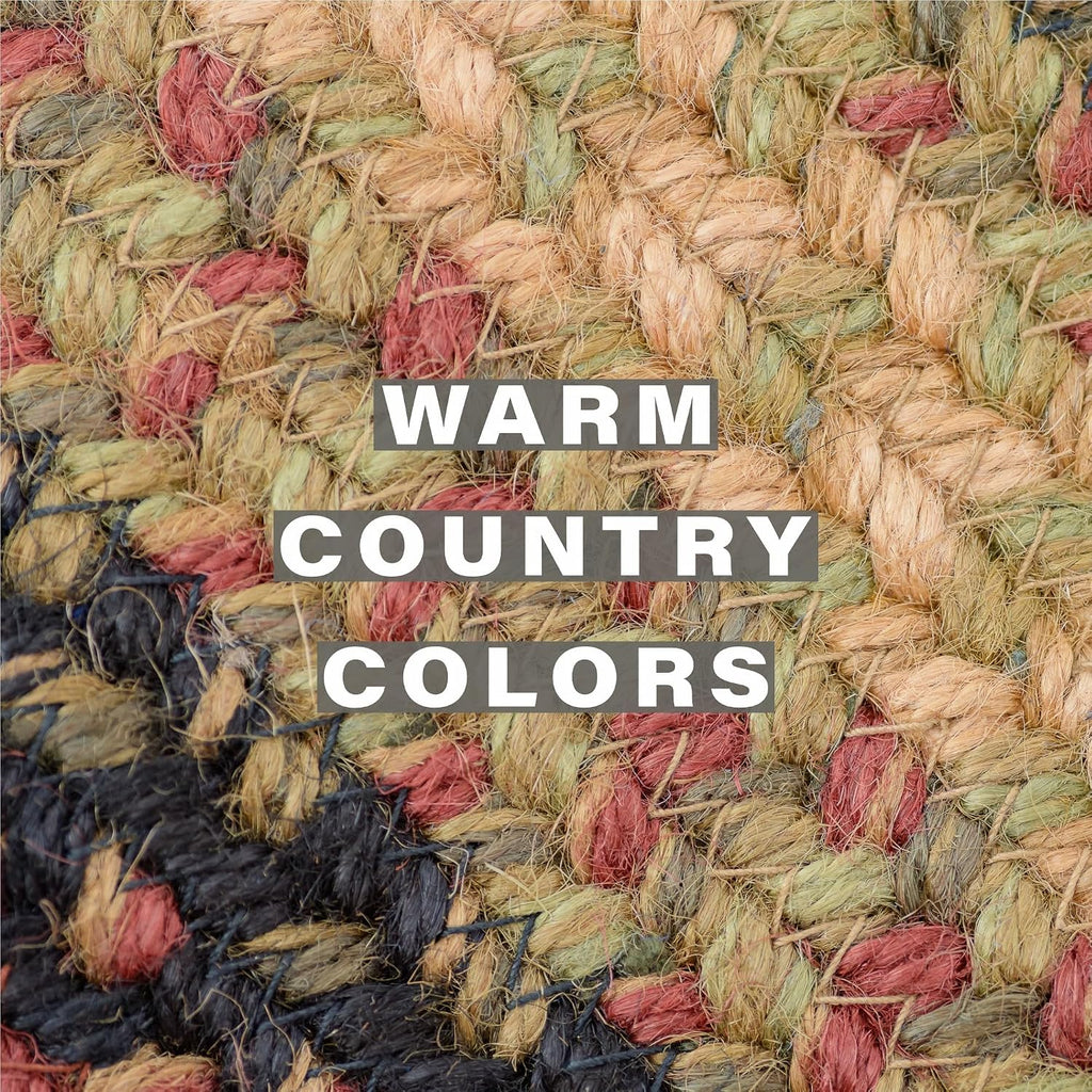 Homespice Highland Jute Braided Staircase Step Treads, Country Lodge Decor, Set of 13, Multicolor 8x28 Oval Rug for Stairs - Easy to Clean, Tightly Stitched and Durable