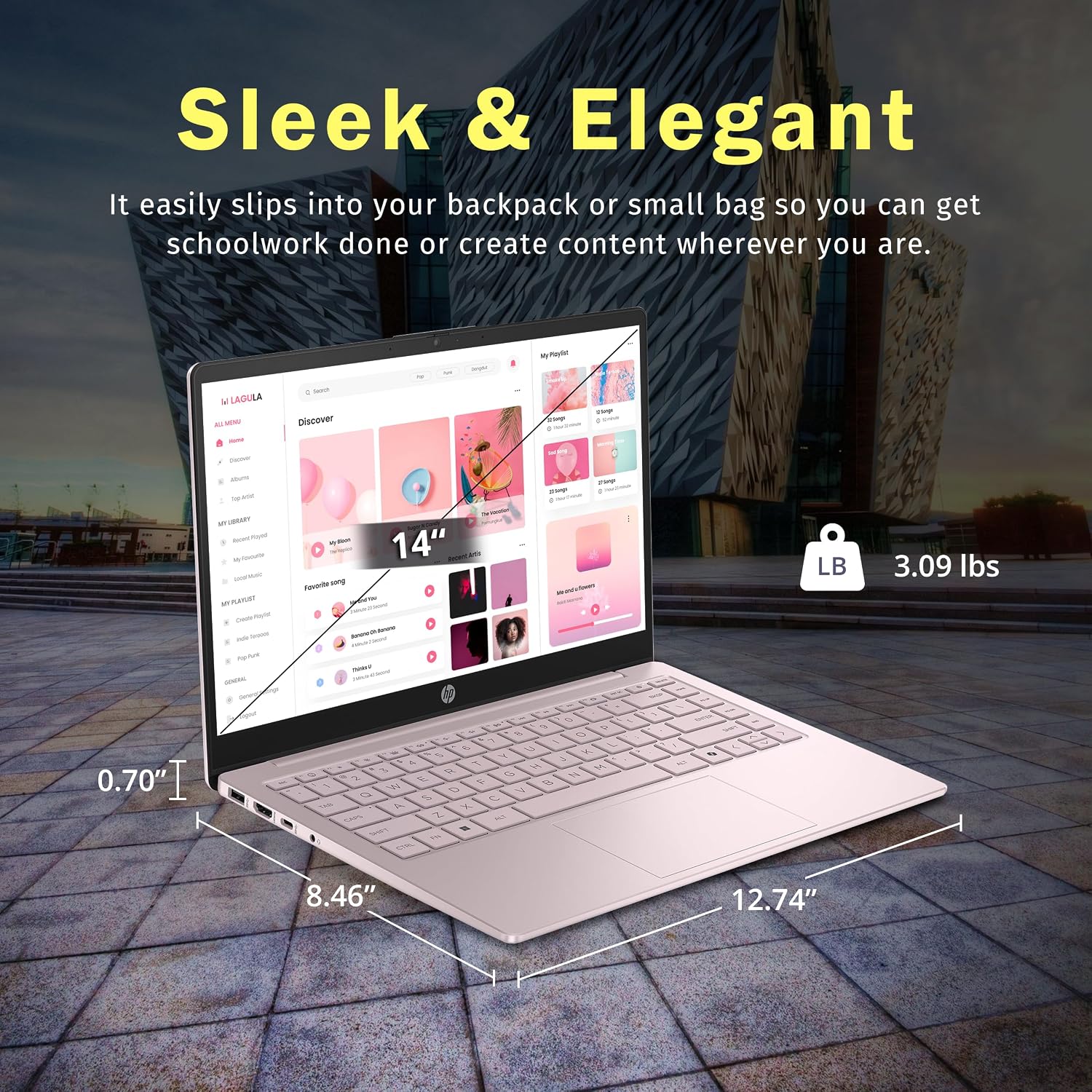 HP Stream 14' HD BrightView Laptop, Intel Celeron N150, 16GB RAM, 288GB Storage (128GB eMMC + 160GB Docking Station Set), Intel UHD Graphics, 720p Webcam, Wi-Fi, 1 Year Office 365, Win 11 S, Pink