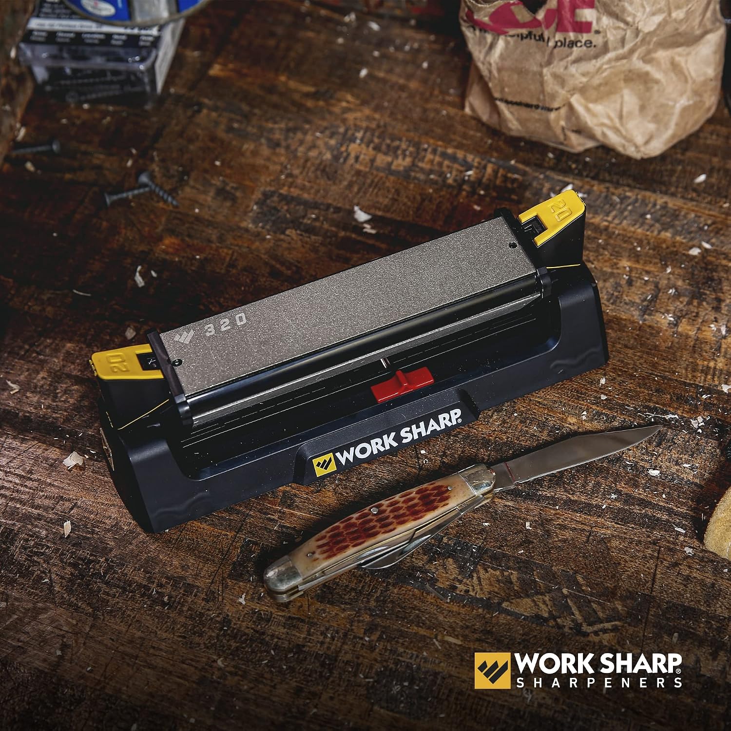 Drill Doctor Drill Bit Sharpener plus Work Sharp Benchstone Knife Sharpener, 3 sided manual knife sharpener