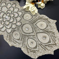 Enliven Handmade Beaded Table Runner, 13x36 Inches Lightweight Decorative Peacock Design Table Runner, Perfect For Dining/Wedding/Party/Everyday Use & Easy To Clean, Elegant Beaded Runner-White,Silver